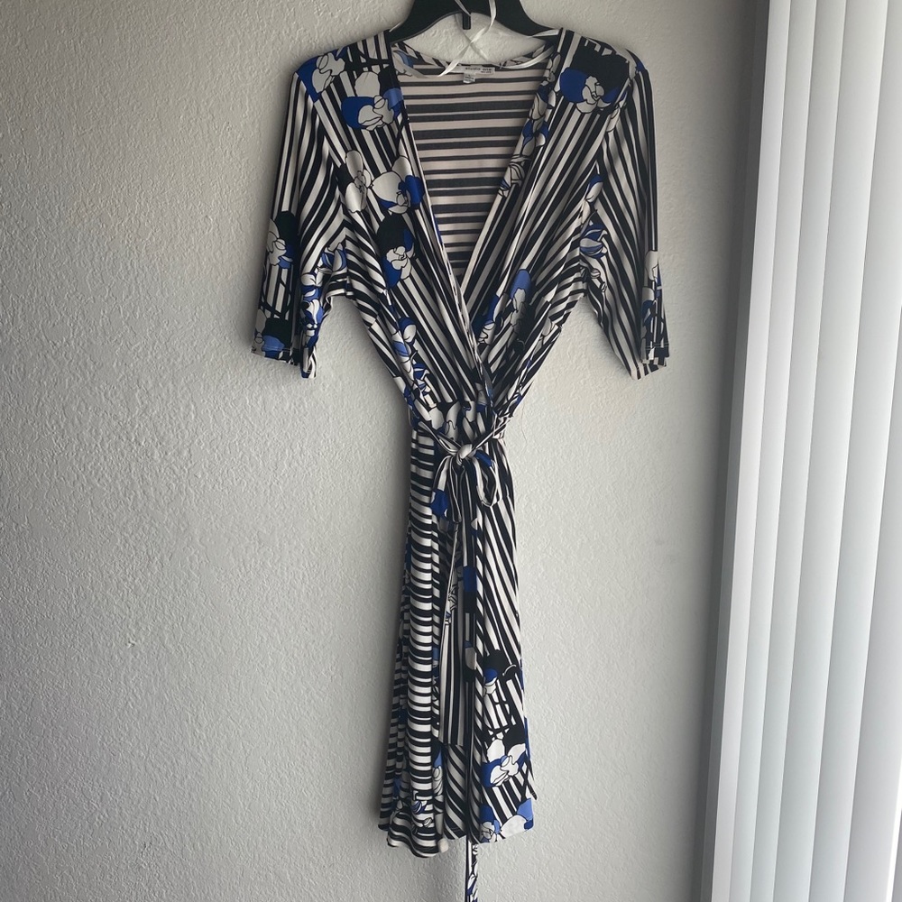 Stripes & Flowers Shift Midi Dress